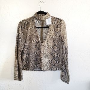 Vanilla Sky Snakeskin Collared deep v blou…